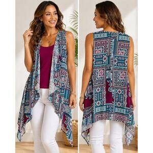 Iman Global Chic Layered Tank Top Small Boho Overlay Sleeveless NWT